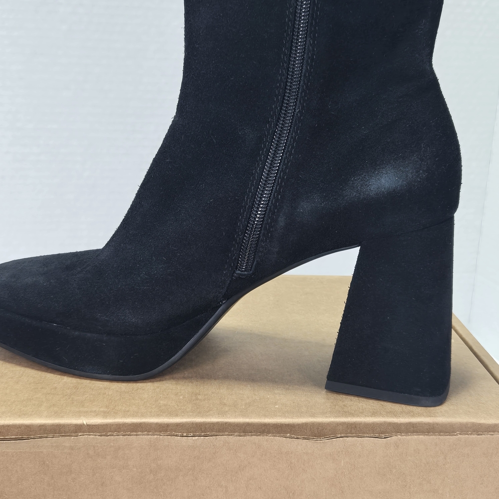 Dolce Vita Gracey Black Suede Leather Platform Block Heeled Boots Size 7.5 7 1/2 - Picture 16 of 16